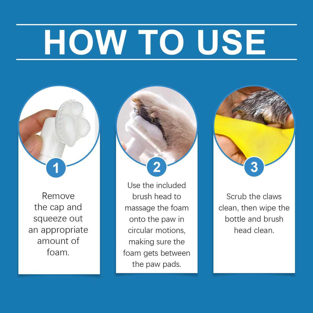 Paw cleaning foam brush