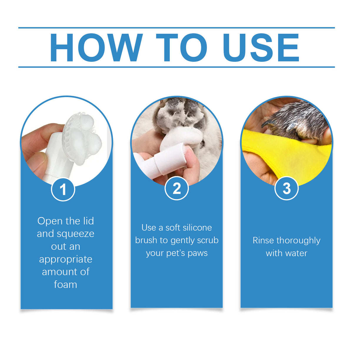 Paw cleansing foam scrubber