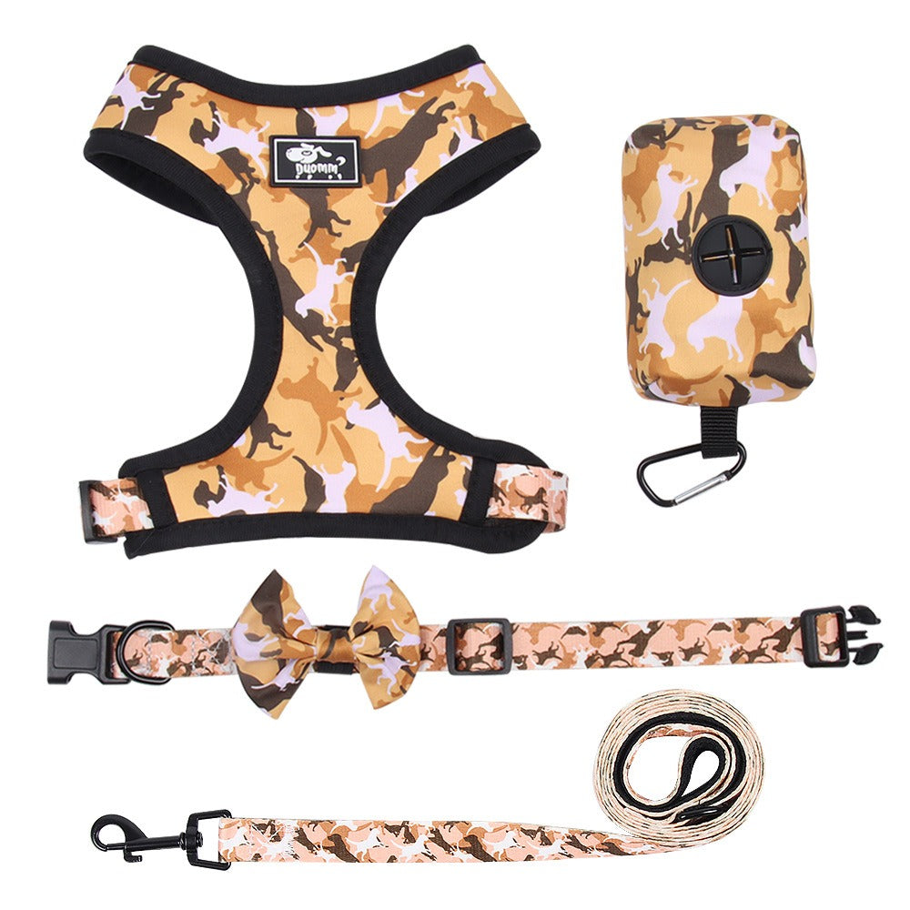 4Pc Harness/Collar/Leash/Poop Bag Set