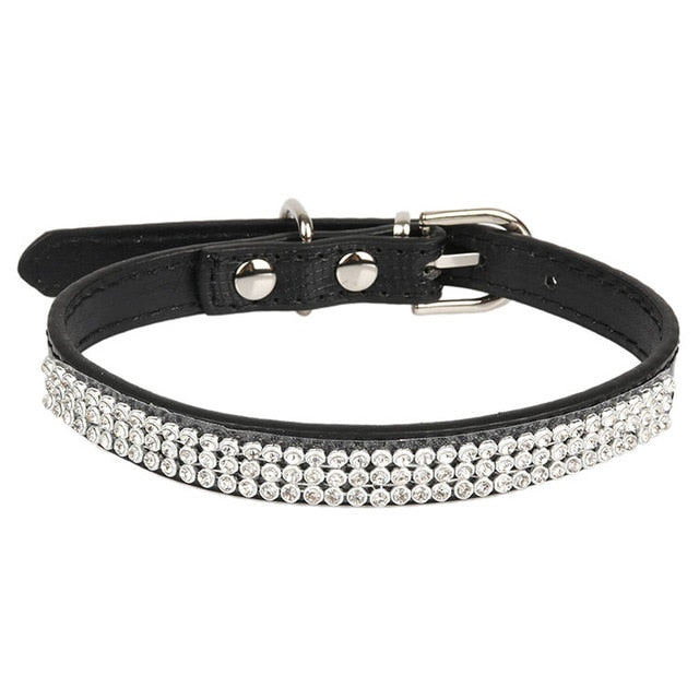 Leather Rhinestone Collar