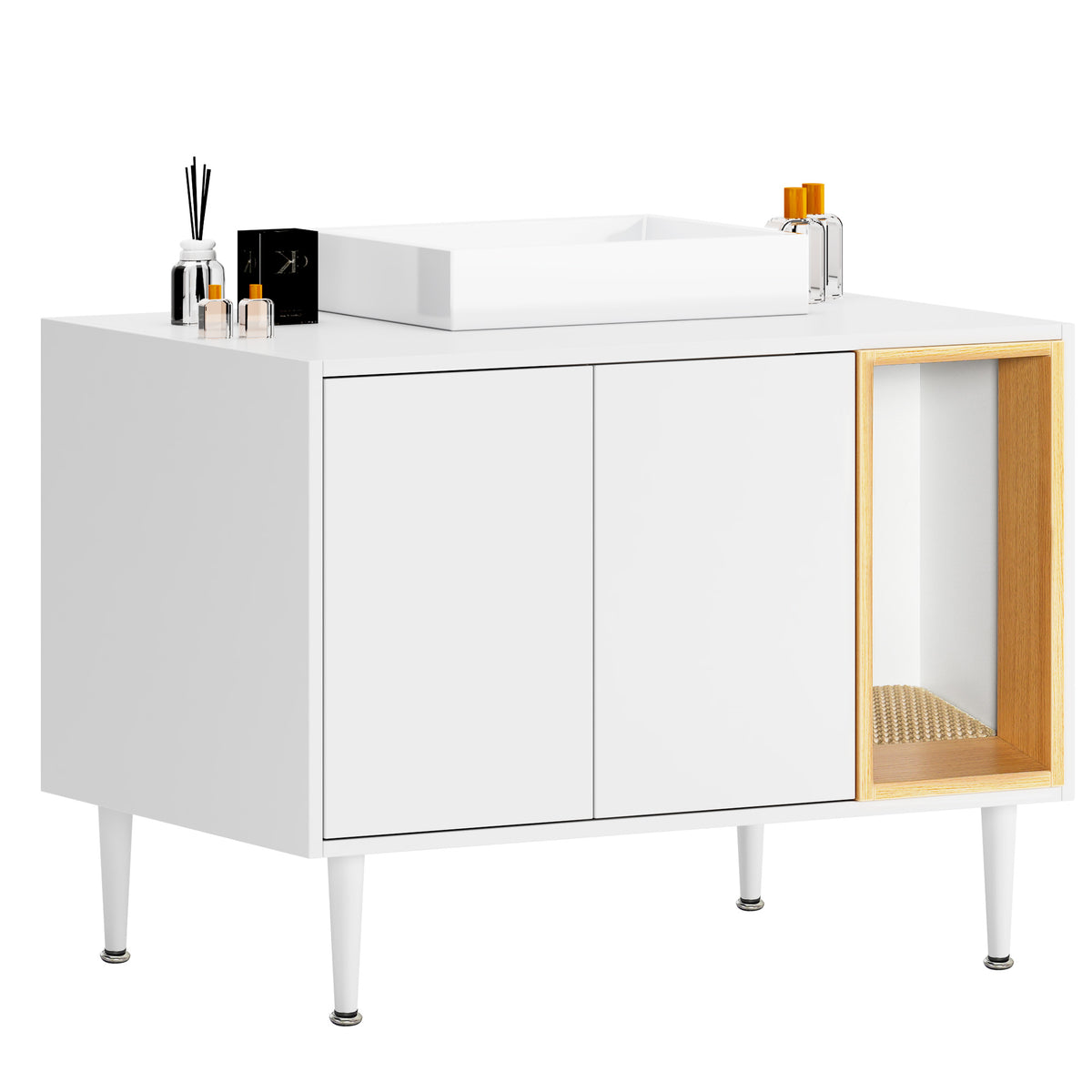 Bathroom sink cabinet/enclosed litter box