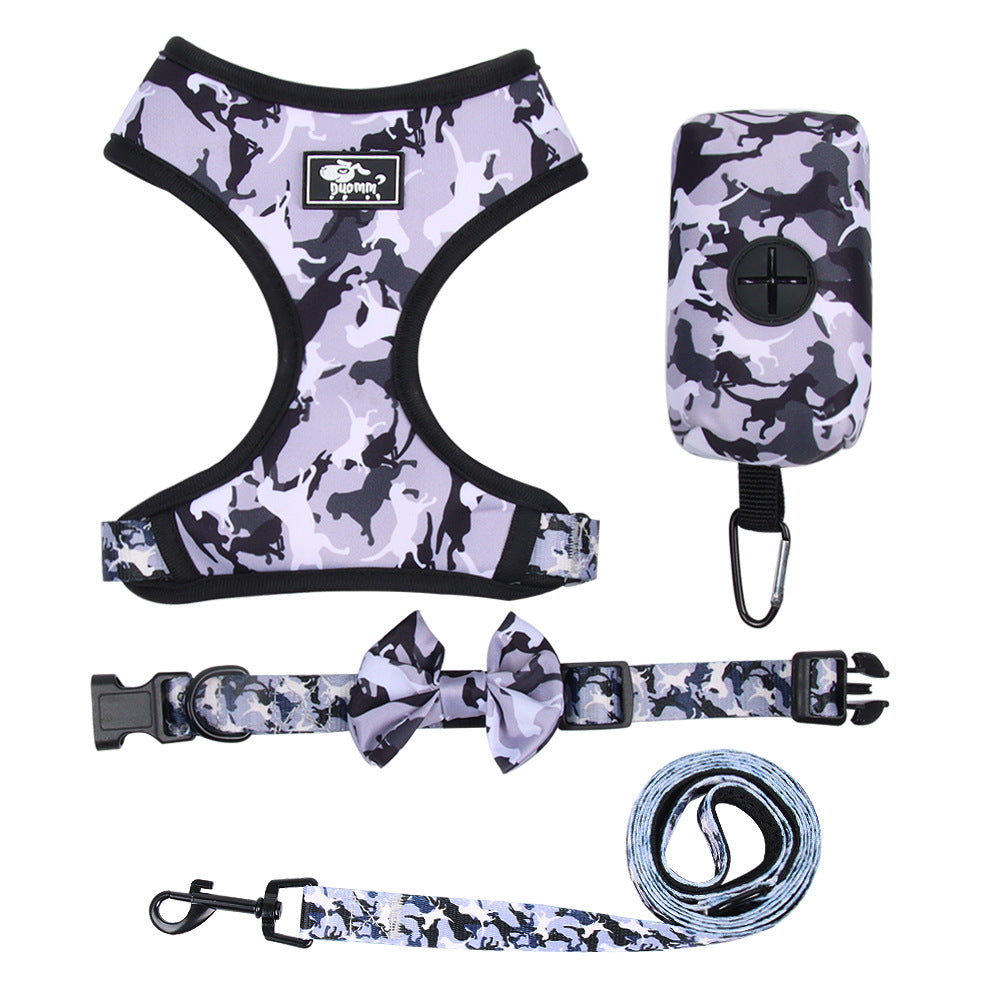 4Pc Harness/Collar/Leash/Poop Bag Set
