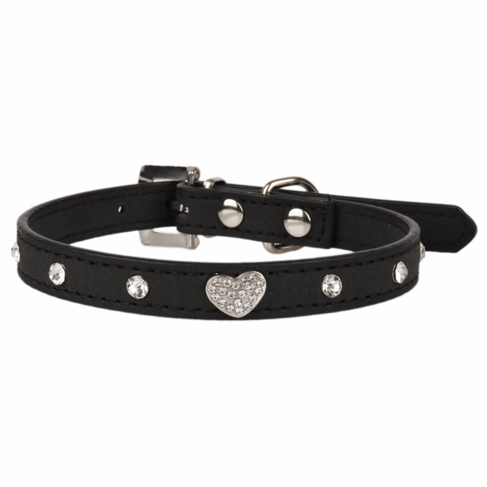 Leather Rhinestone Collar