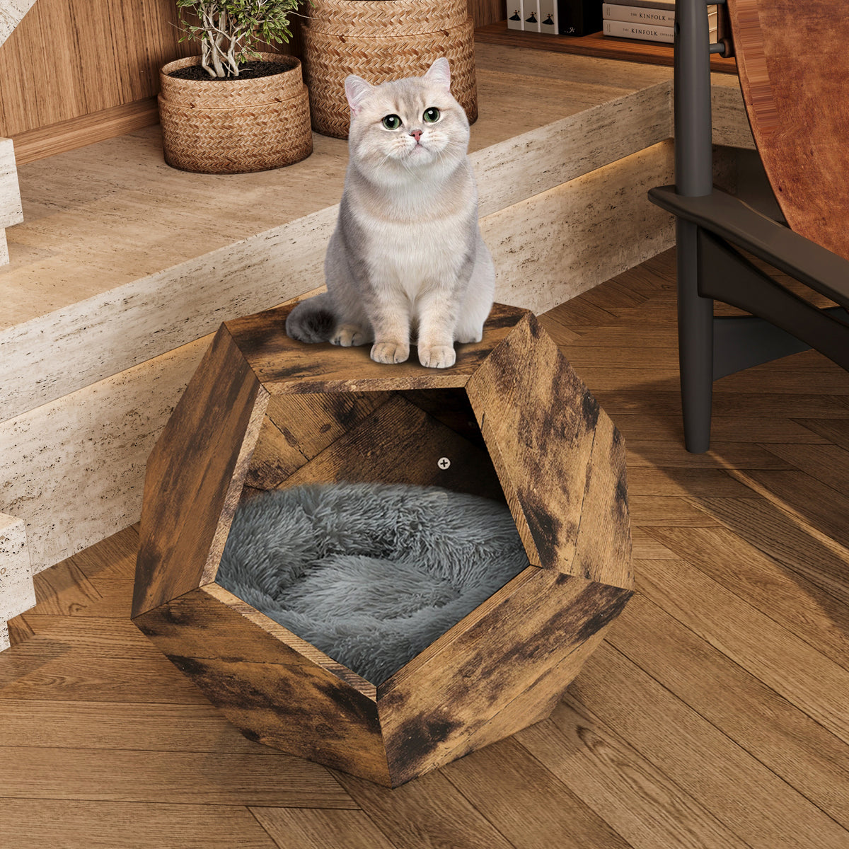 25.98'' geometric cat bed side table