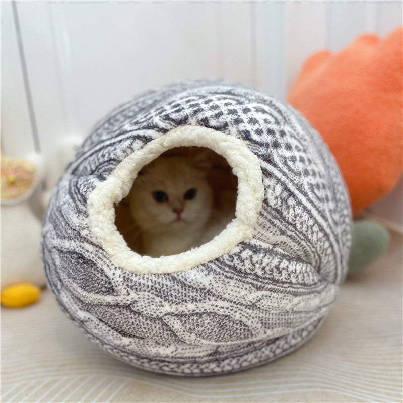 Woven Wool Ball Cat Bed