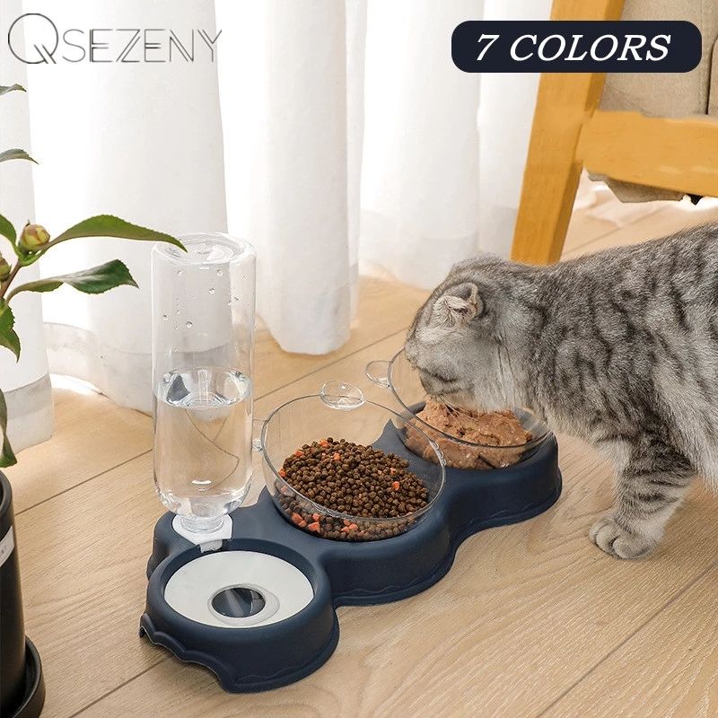 Cat food bowls with automatic waterer