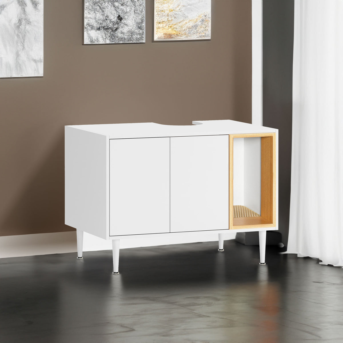 Bathroom sink cabinet/enclosed litter box