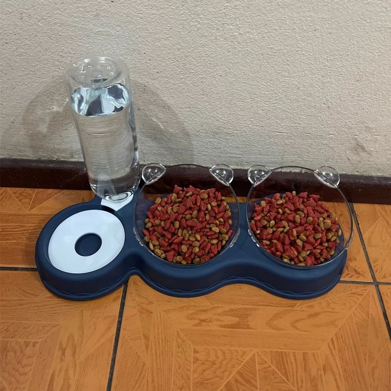 Cat food bowls with automatic waterer