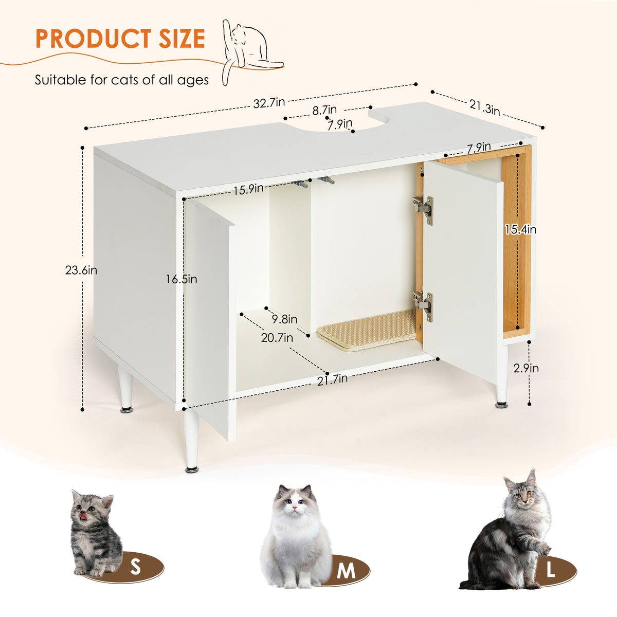 Bathroom sink cabinet/enclosed litter box