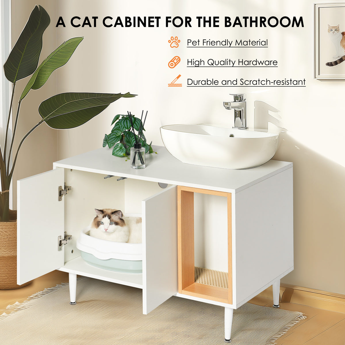 Bathroom sink cabinet/enclosed litter box