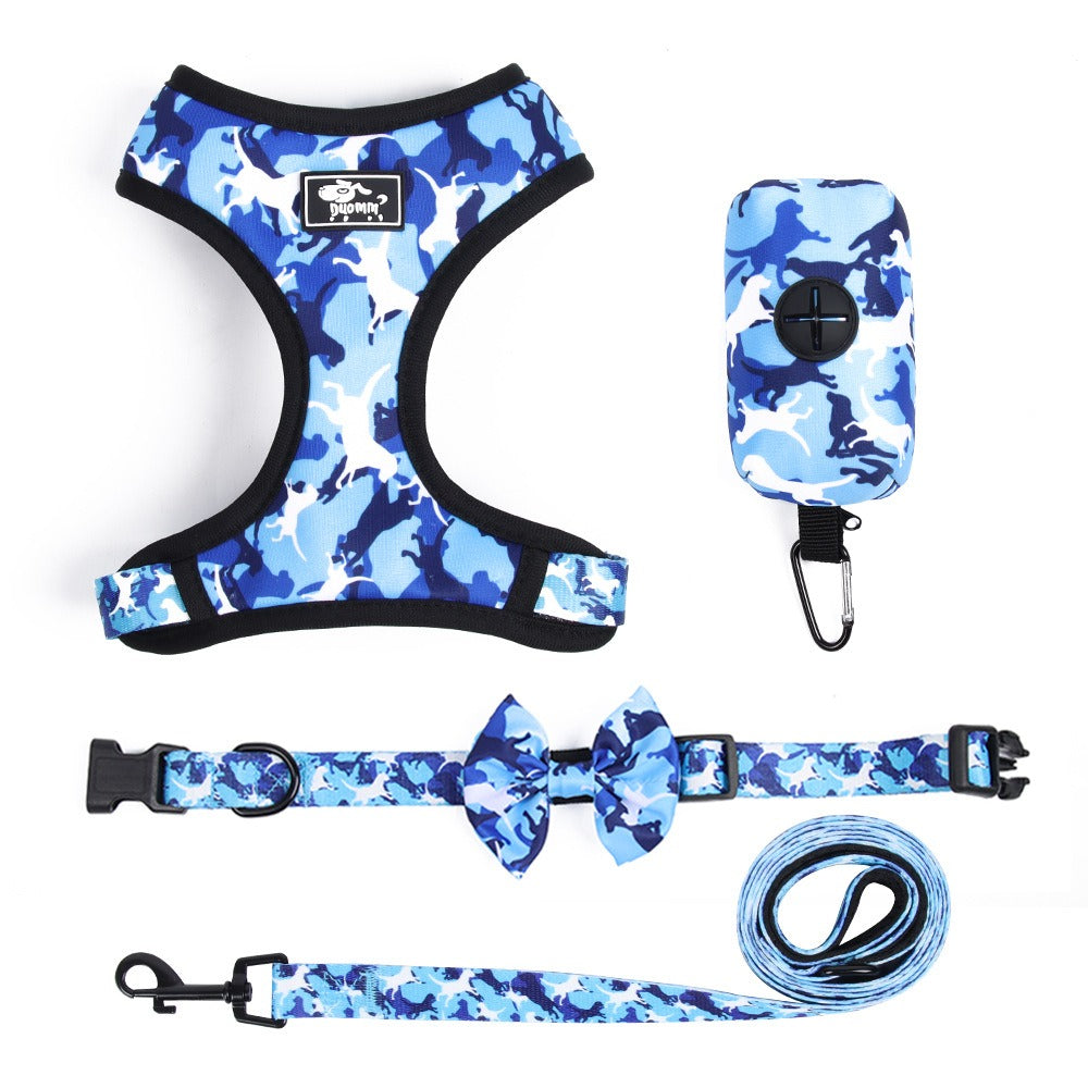 4Pc Harness/Collar/Leash/Poop Bag Set