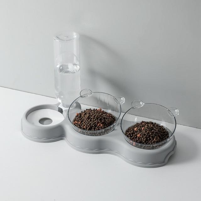Cat food bowls with automatic waterer