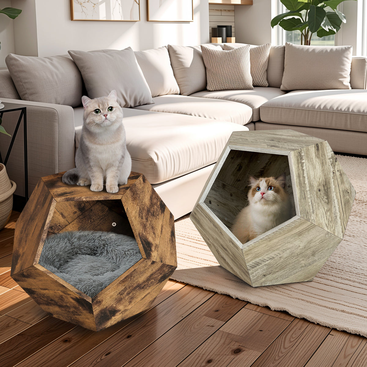 25.98'' geometric cat bed side table