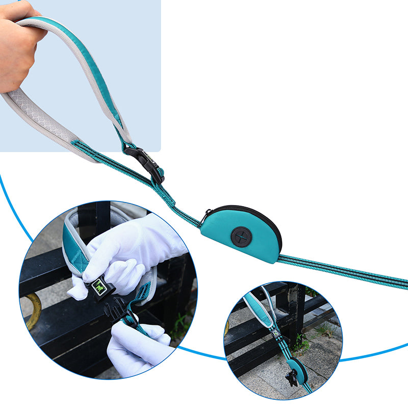 Reflective Leash with Poop Bag Dispenser