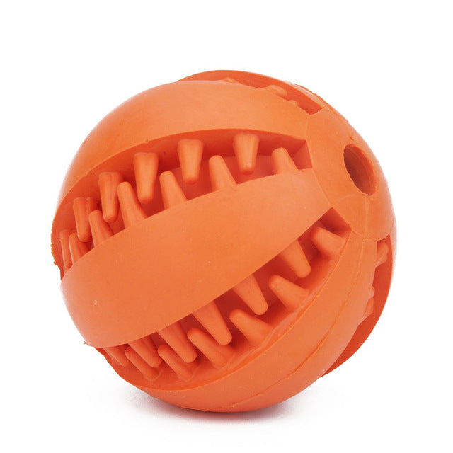 Food dispensing teeth cleaning ball