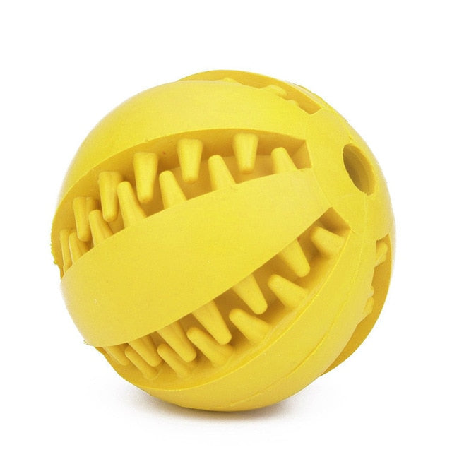 Food dispensing teeth cleaning ball