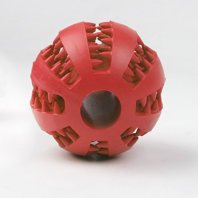 Food dispensing teeth cleaning ball