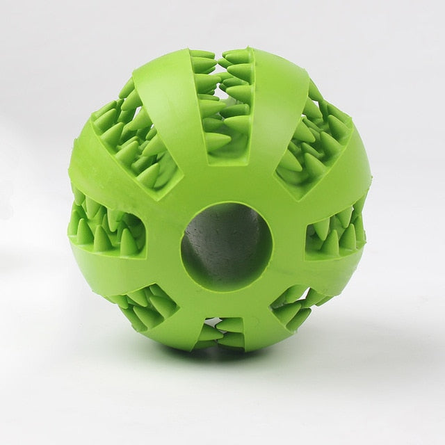 Food dispensing teeth cleaning ball
