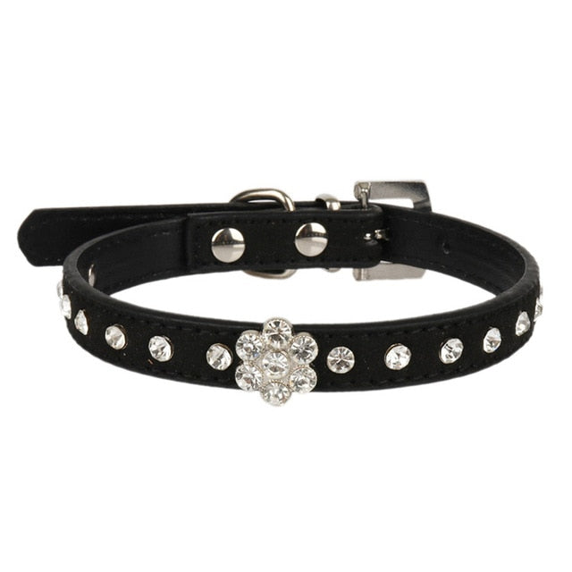 Leather Rhinestone Collar