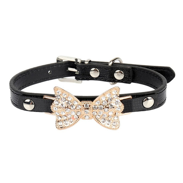 Leather Rhinestone Collar