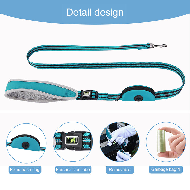 Reflective Leash with Poop Bag Dispenser