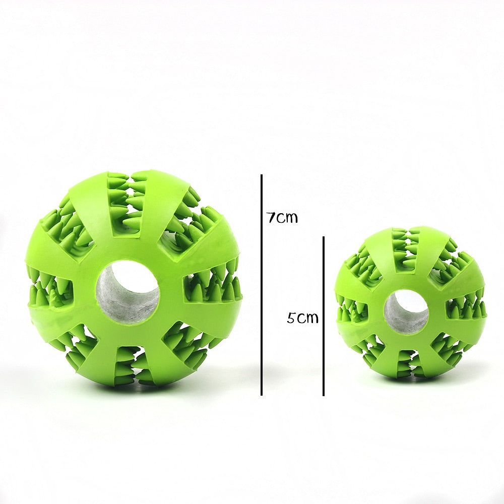 Food dispensing teeth cleaning ball