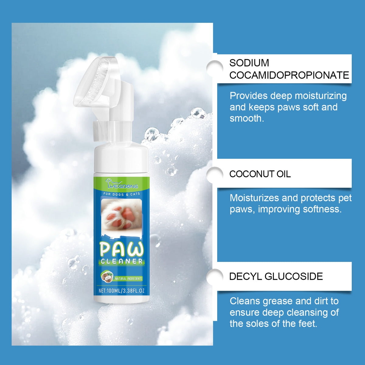 Paw cleansing foam scrubber