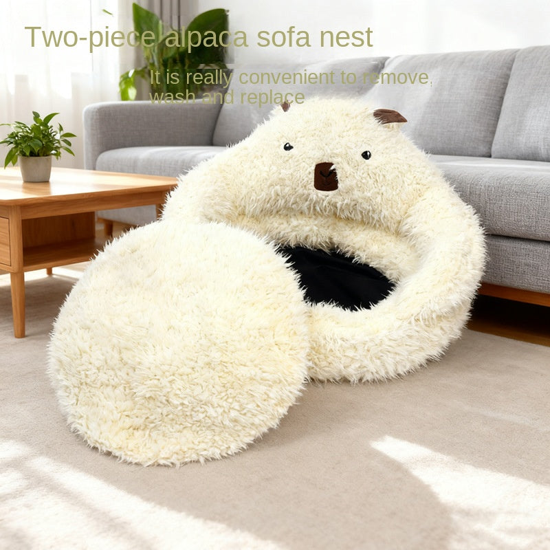 Plush pet bed
