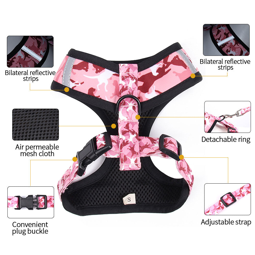 4Pc Harness/Collar/Leash/Poop Bag Set