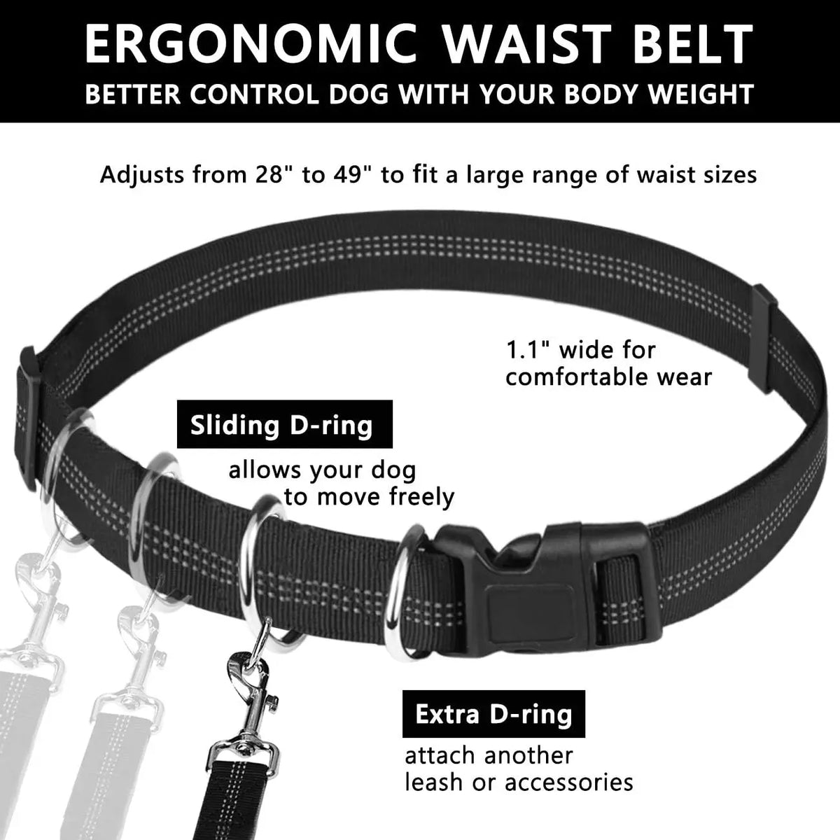 2 dog jogging waist leash