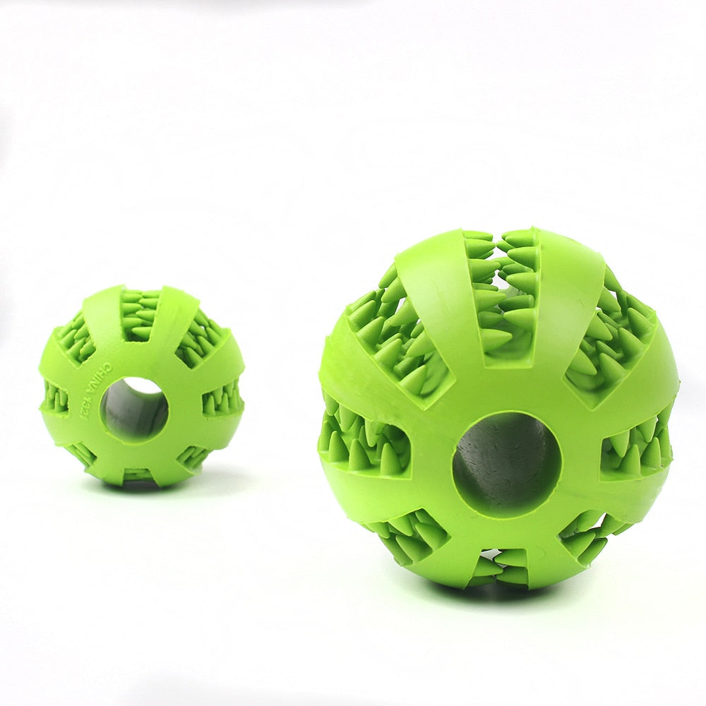 Food dispensing teeth cleaning ball