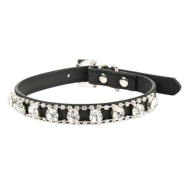 Leather Rhinestone Collar