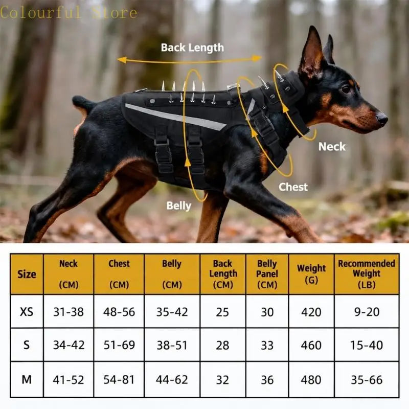 Anti Predator Dog Harness W/ Removable Spikes