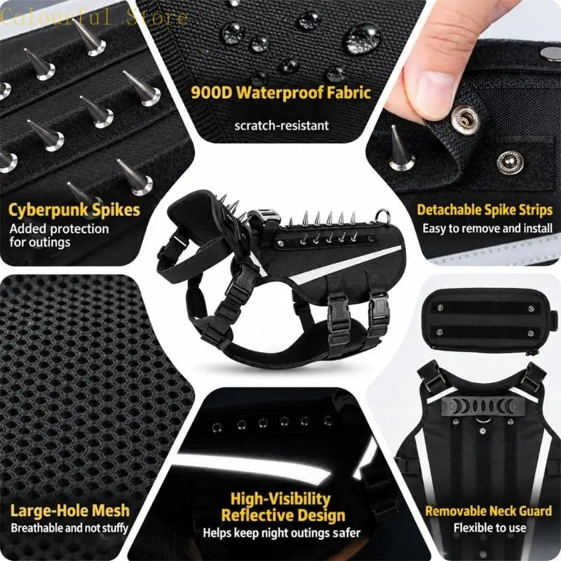 Anti Predator Dog Harness W/ Removable Spikes