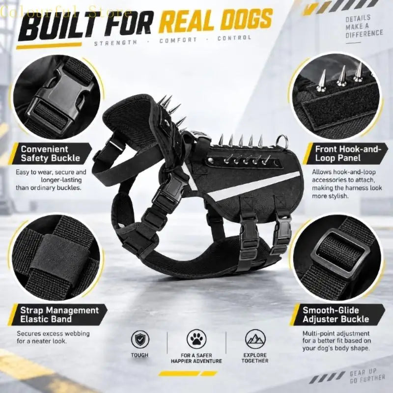 Anti Predator Dog Harness W/ Removable Spikes
